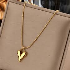 Heart chain necklace with Bracelet Gold-plated