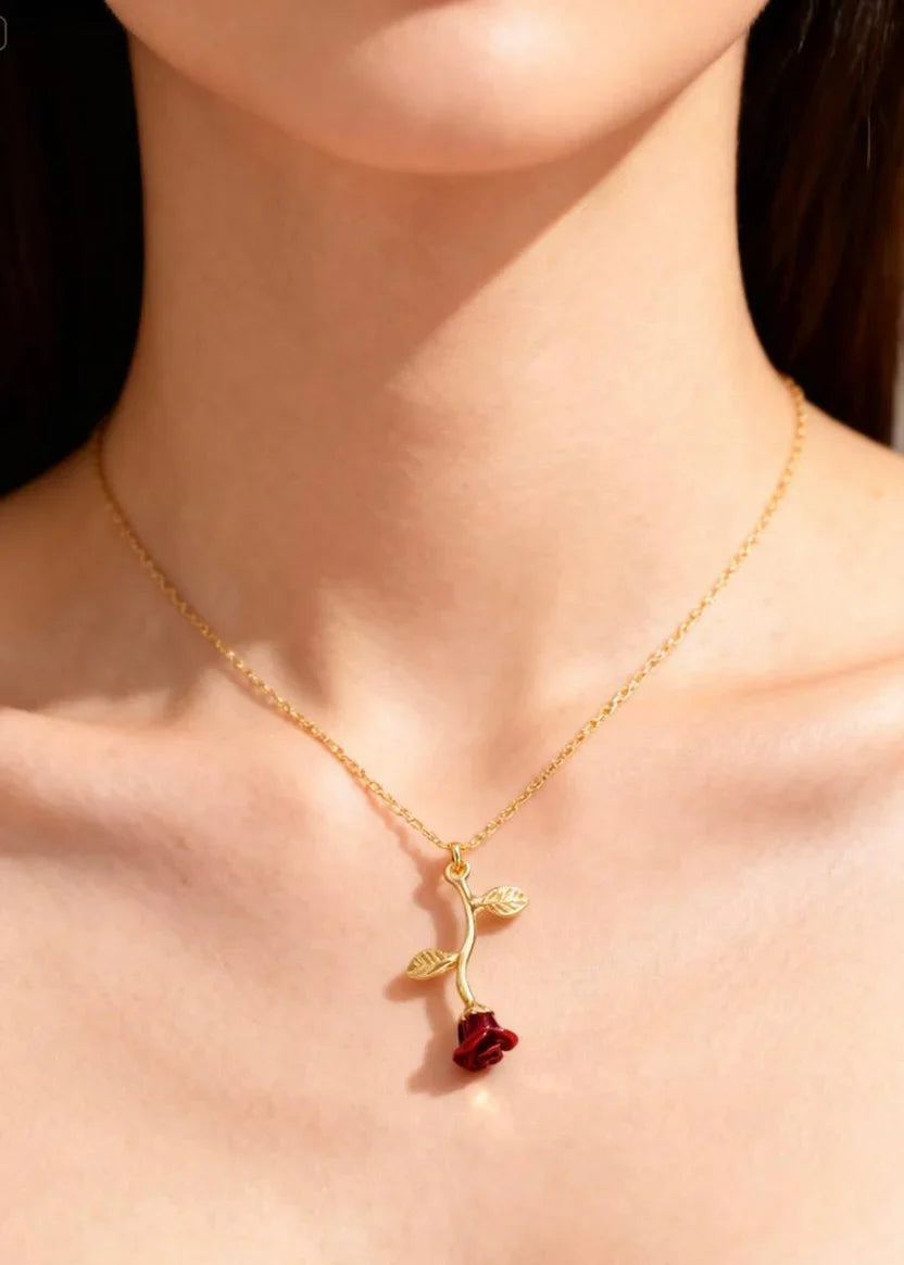 Falling Rose Pendant "Adjustable Chain"