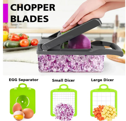 16-in-1 Multifunctional Vegetable Cutter & Slicer – Kitchen Tool with Interchangeable Blades