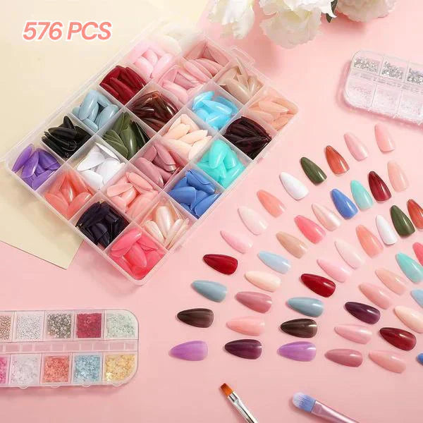 Artificial Nails Pack - 576 Nails With Glue