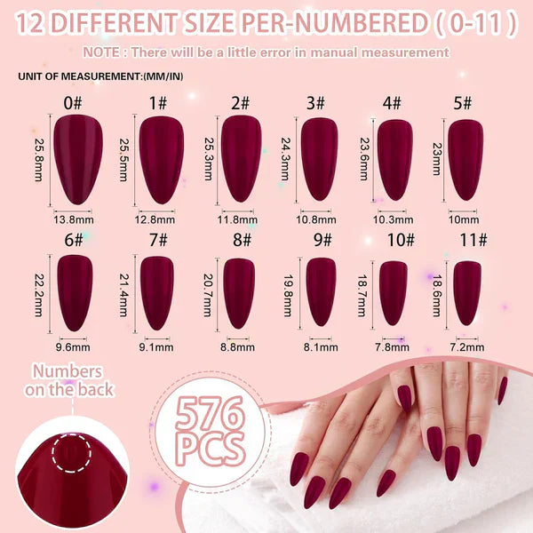 Artificial Nails Pack - 576 Nails With Glue
