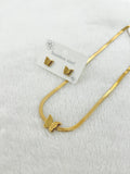 Butterfly Necklace with Snake Bone Chain with Studs (Stainless Steel)