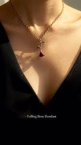 Falling Rose Pendant "Adjustable Chain"