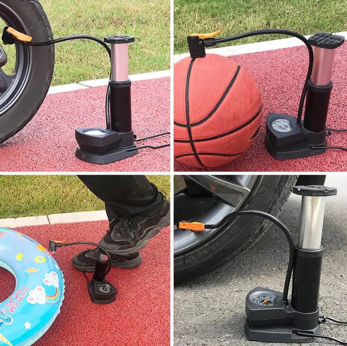 Foot Air Pump with Gauge (ALLOY body with METAL Cylinder)