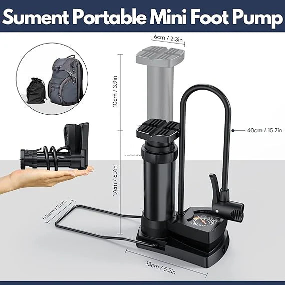 Foot Air Pump with Gauge (ALLOY body with METAL Cylinder)
