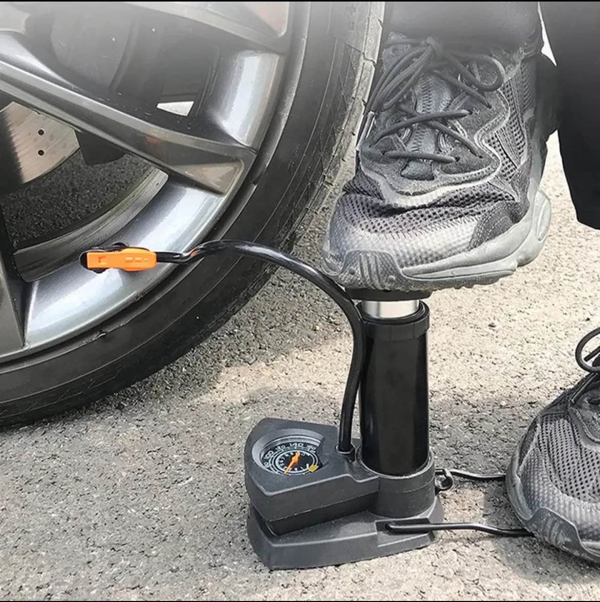 Foot Air Pump with Gauge (ALLOY body with METAL Cylinder)