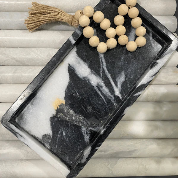 Black & White Marble Bathroom Tray